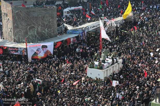 Packed crowds attend funeral procession of top military commander Qasem Soleimani in Tehran 