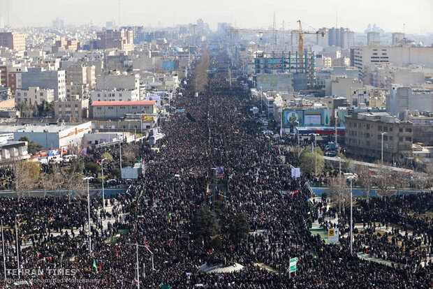 Packed crowds attend funeral procession of top military commander Qasem Soleimani in Tehran 