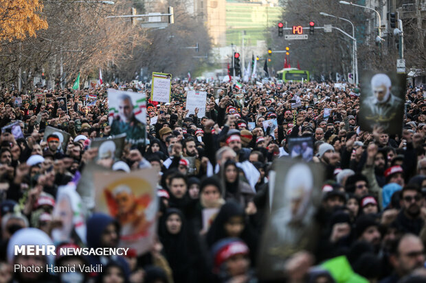 Packed crowds attend funeral procession of Lt. Gen. Soleimani in Tehran
