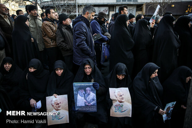 مراسم تشییع شهید سپهبد حاج قاسم سلیمانی و هم‌رزمانش در تهران