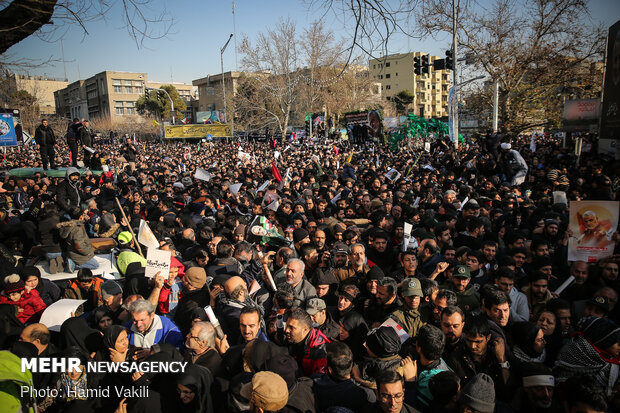 Packed crowds attend funeral procession of Lt. Gen. Soleimani in Tehran
