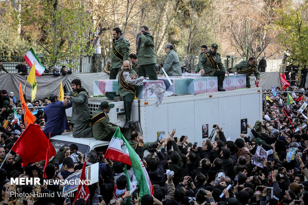 Packed crowds attend funeral procession of Lt. Gen. Soleimani in Tehran
