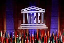 The UNESCO logo is seen during the opening of the 39th session of the General Conference of the United Nations Educational, Scientific and Cultural Organization (UNESCO) at their headquarters in Paris, France, October 30, 2017. (REUTERS/Philippe Wojazer)