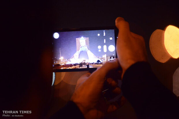 Shots of “Commander of Hearts” projected on Tehran’s icon 
