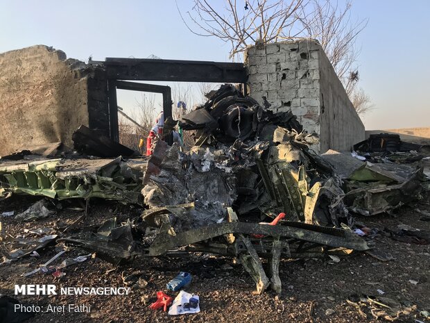 سه تیم آتش‌نشانی و سه تیم نجات آتش نشانی تهران درمحل سقوط هواپیما