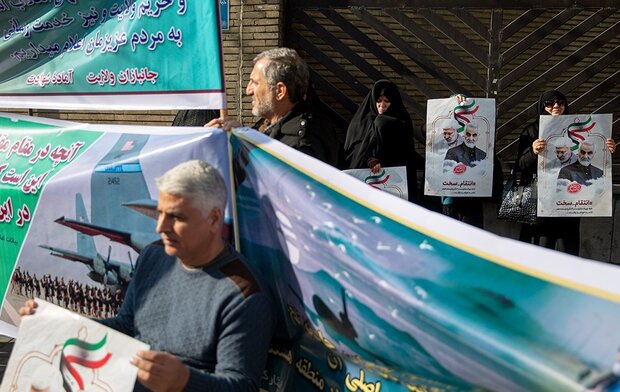 War veterans rally in front of Swiss embassy in Tehran