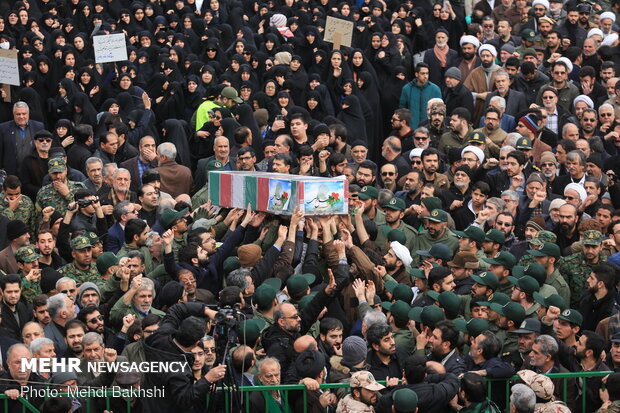 Funeral procession of six martyrs of Ukrainian plane crash in Qom 