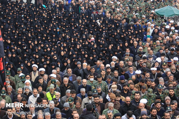 Funeral procession of six martyrs of Ukrainian plane crash in Qom 