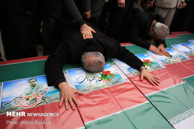 Funeral procession of six martyrs of Ukrainian plane crash in Qom 