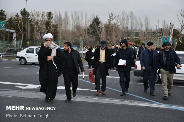 People gathering for Friday Prayers to be led by Ayatollah Khamenei