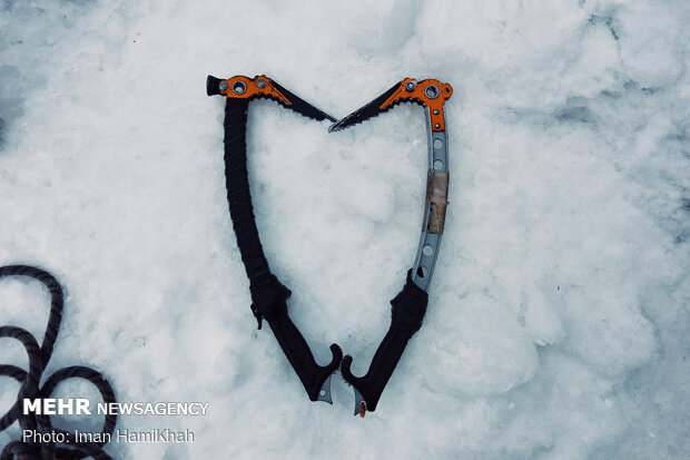 Frozen waterfall climbing in Hamedan