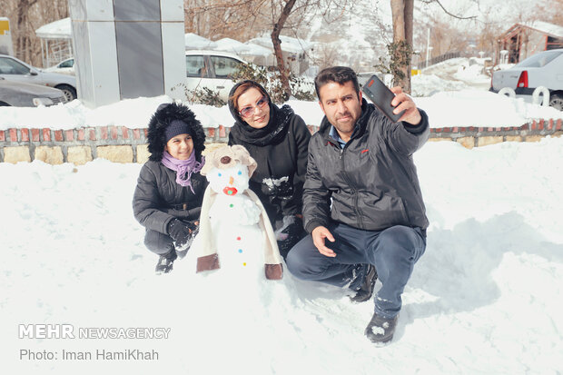 Snowman building contest in Hamedan