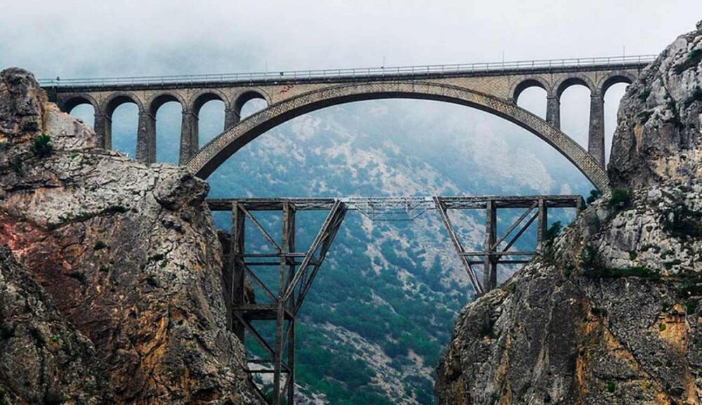 Sister arch bridges one in Iran the other in Switzerland