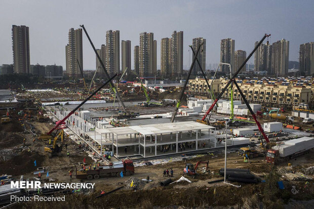 روند ساخت بیمارستان 10 روزه چینی