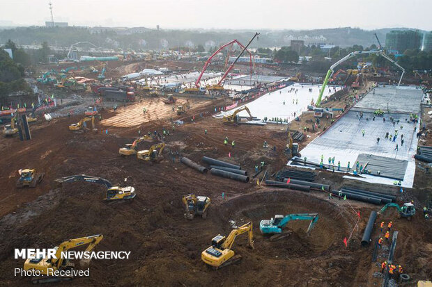 روند ساخت بیمارستان 10 روزه چینی