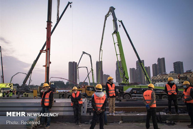 روند ساخت بیمارستان 10 روزه چینی