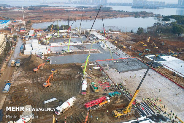 روند ساخت بیمارستان 10 روزه چینی