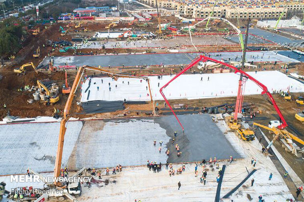 روند ساخت بیمارستان 10 روزه چینی