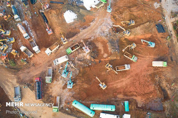 روند ساخت بیمارستان 10 روزه چینی