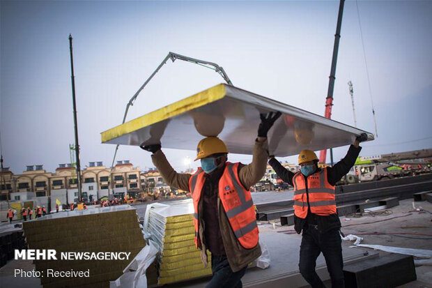 روند ساخت بیمارستان 10 روزه چینی