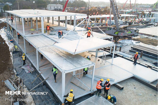 روند ساخت بیمارستان 10 روزه چینی