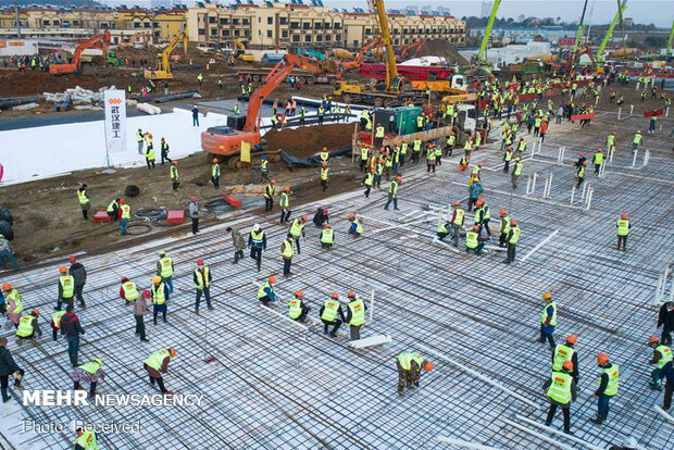 روند ساخت بیمارستان 10 روزه چینی