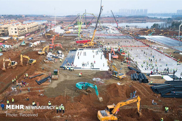 روند ساخت بیمارستان 10 روزه چینی