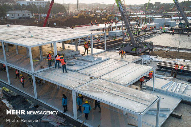 روند ساخت بیمارستان 10 روزه چینی