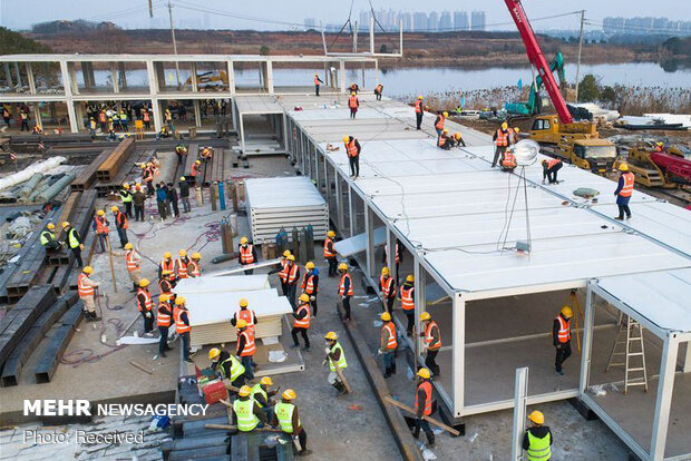 روند ساخت بیمارستان 10 روزه چینی