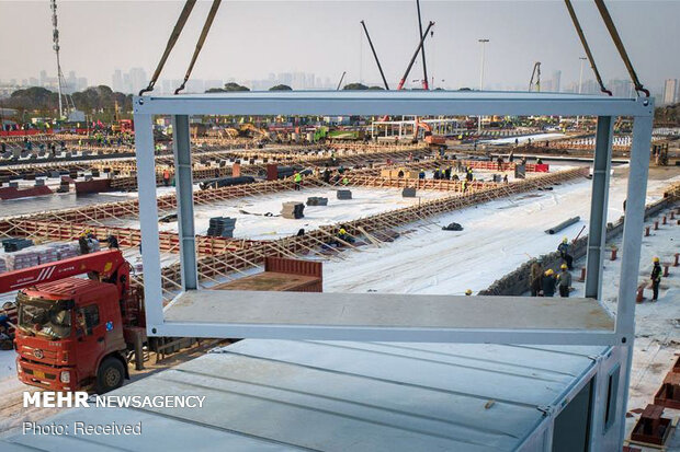 روند ساخت بیمارستان 10 روزه چینی