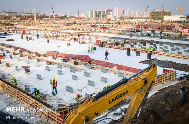 روند ساخت بیمارستان 10 روزه چینی