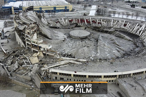 VIDEO: Dramatic drone footage shows collapse of stadium roof in Russia