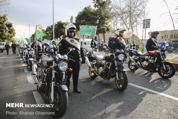 Armed forces stage motorcycle parade 