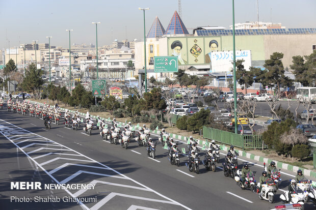 Armed forces stage motorcycle parade 