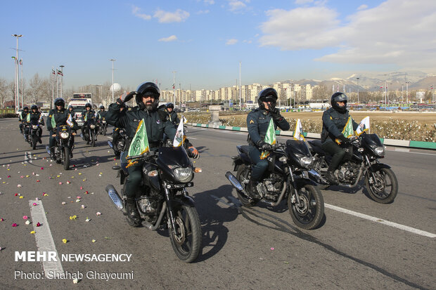 Armed forces stage motorcycle parade 