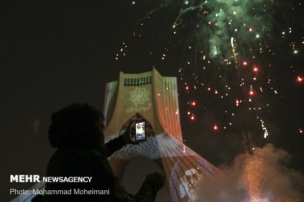 Fireworks and projection mapping at iconic Azadi Square