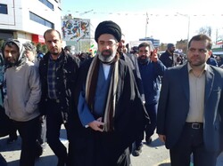 حجت‌الاسلام سید مجتبی خامنه‌ای در راهپیمایی ۲۲ بهمن حاضر شد