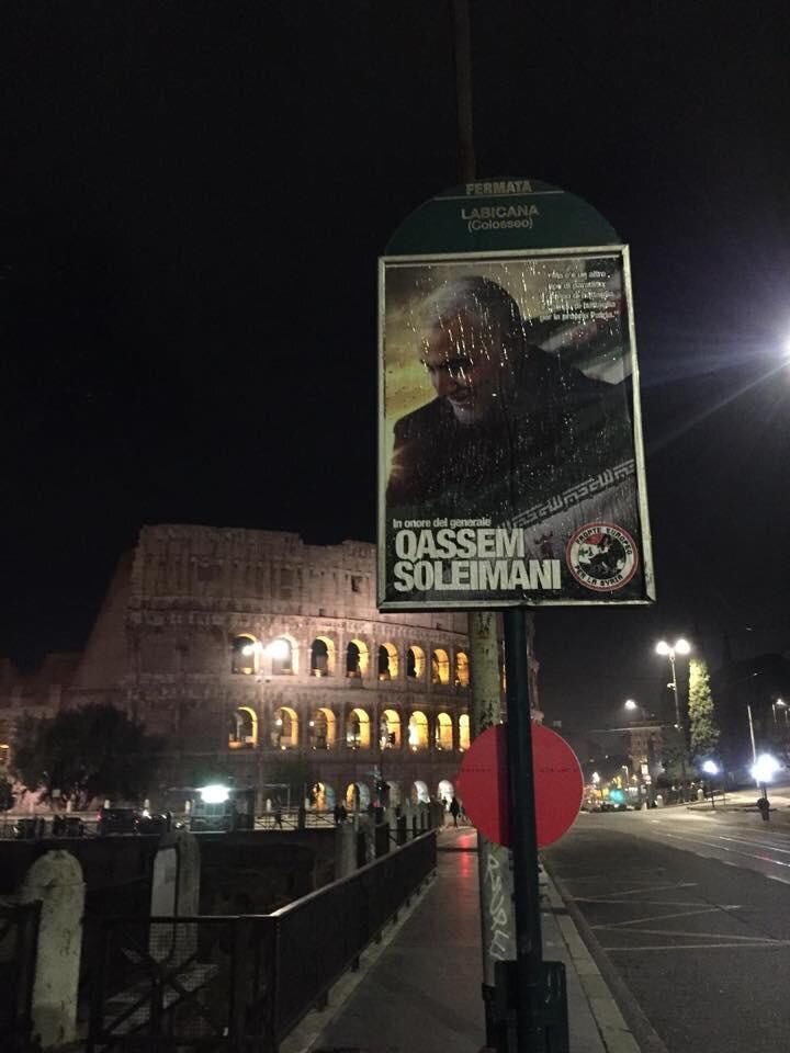 عکس های سردار سلیمانی در سراسر شهرهای ایتالیا