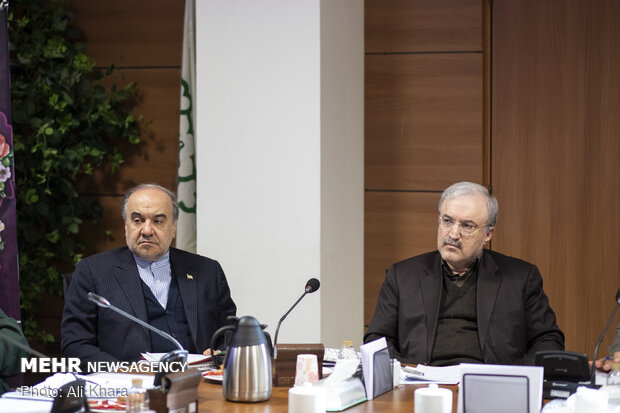 سعید نمکی و مسعود سلطانی فر در هشتمین جلسه هیئت امنای بنیاد حفظ آثار و نشر ارزش‌های دفاع مقدس