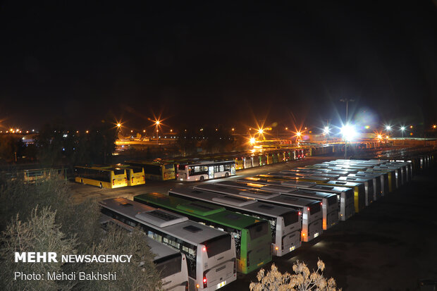 Disinfection of public transportation fleet in Qom