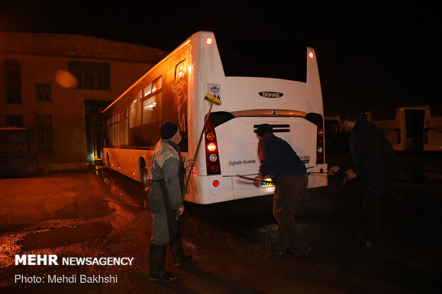 Disinfection of public transportation fleet in Qom