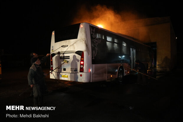 Disinfection of public transportation fleet in Qom