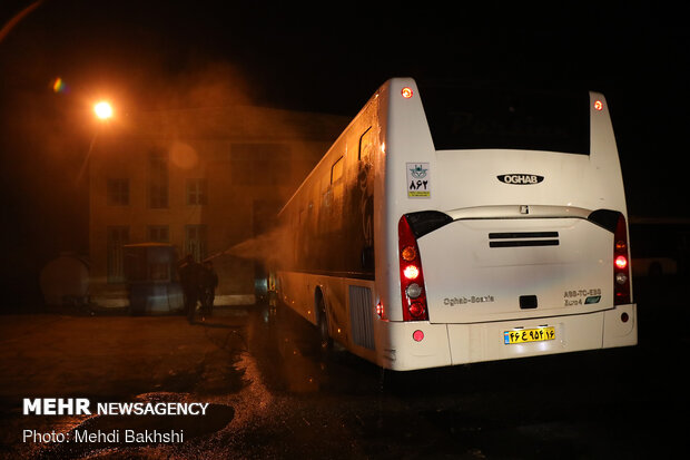 Disinfection of public transportation fleet in Qom