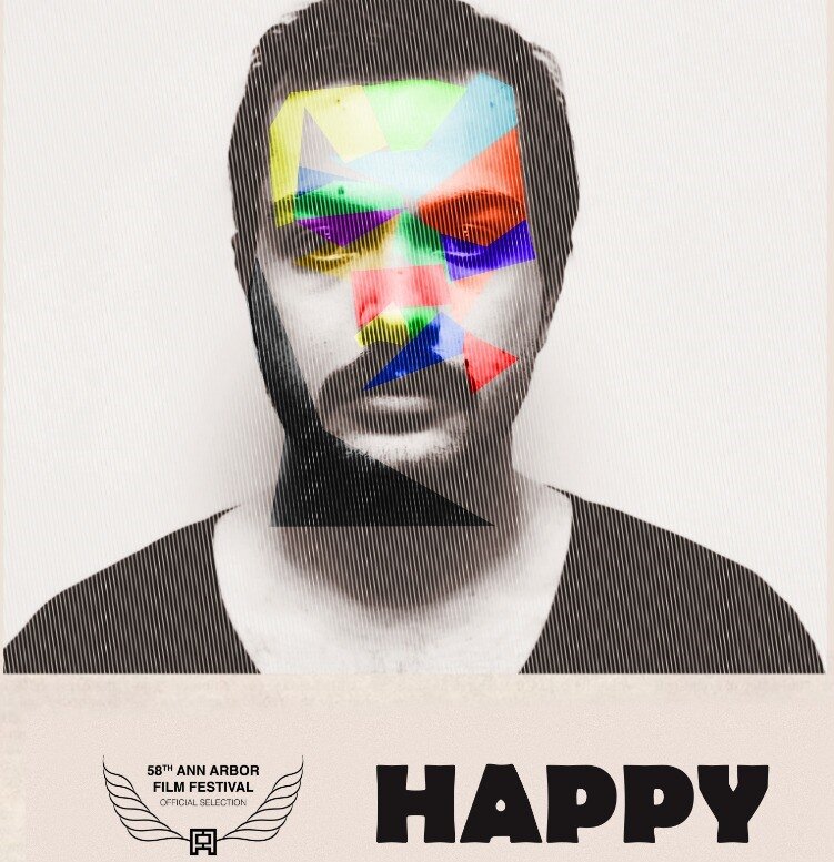 A poster for Iranian director Ahmadreza Musavi’s short film “Happy”.