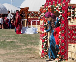 Colorful yurts at Noruz (Nowruz) festival