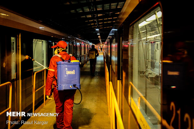 Hygienic measures in Mashhad subway amid coronavirus anxiety