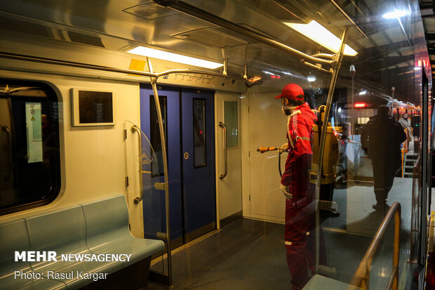 Hygienic measures in Mashhad subway amid coronavirus anxiety