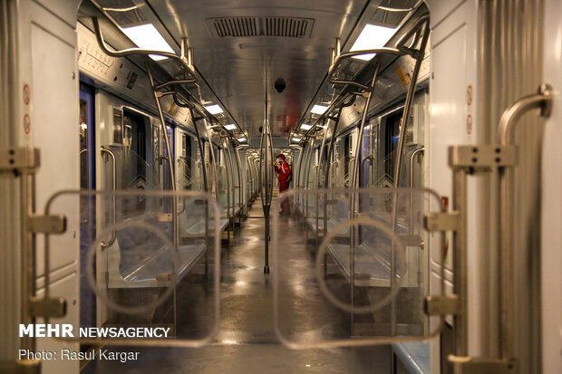 Hygienic measures in Mashhad subway amid coronavirus anxiety