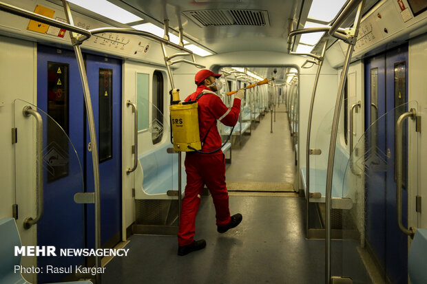 Hygienic measures in Mashhad subway amid coronavirus anxiety