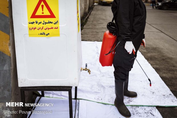 Disinfecting public transportation fleet in Rasht